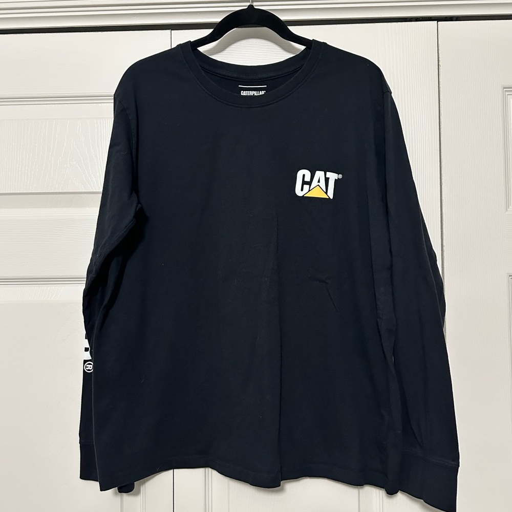 Caterpillar Black CAT Logo Long Sleeve T-Shirt Size XL VGUC‎